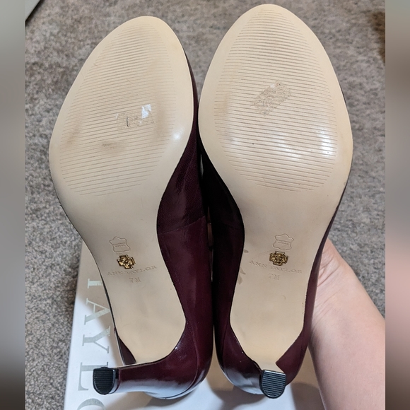 Ann Taylor Favian Perfect Leather Pump deep Bordeaux women's size 7 - Picture 5 of 7